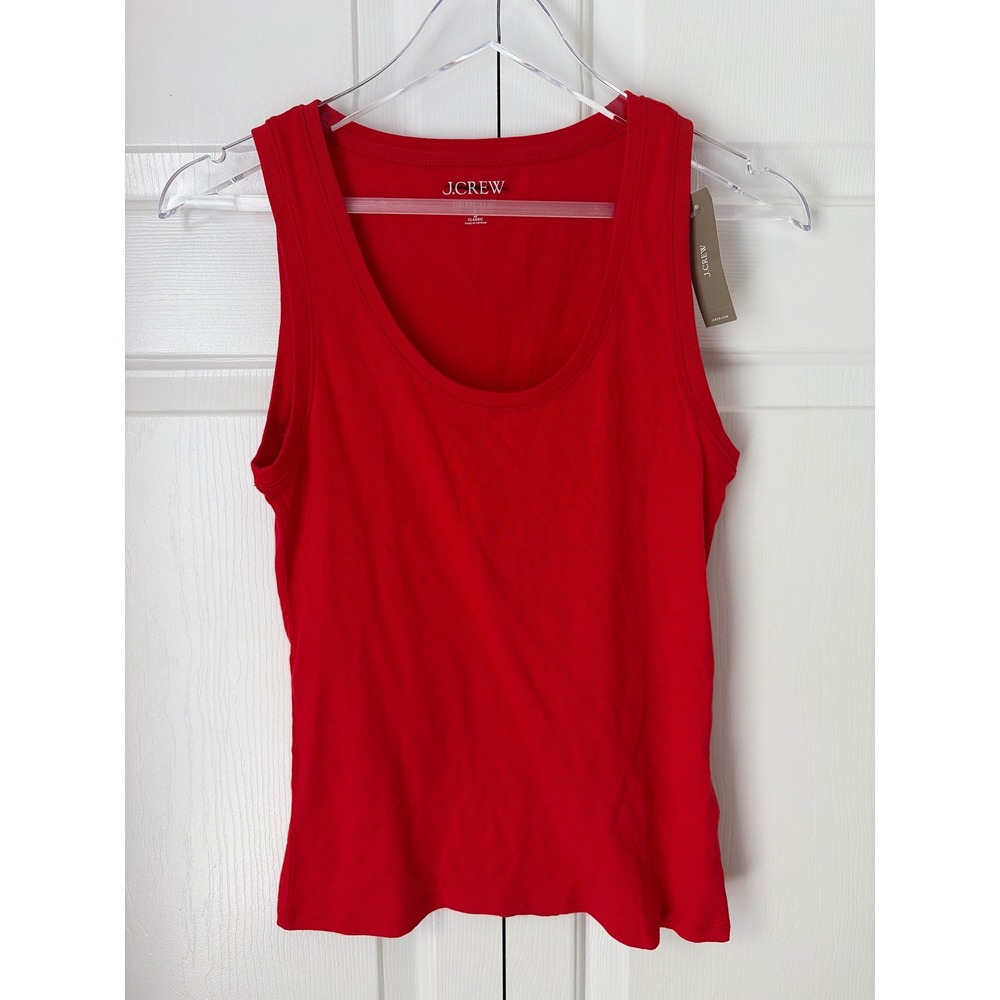 J. Crew Vintage Jersey Tank Women S Red Scoop Neck Cotton Top Casual Americana